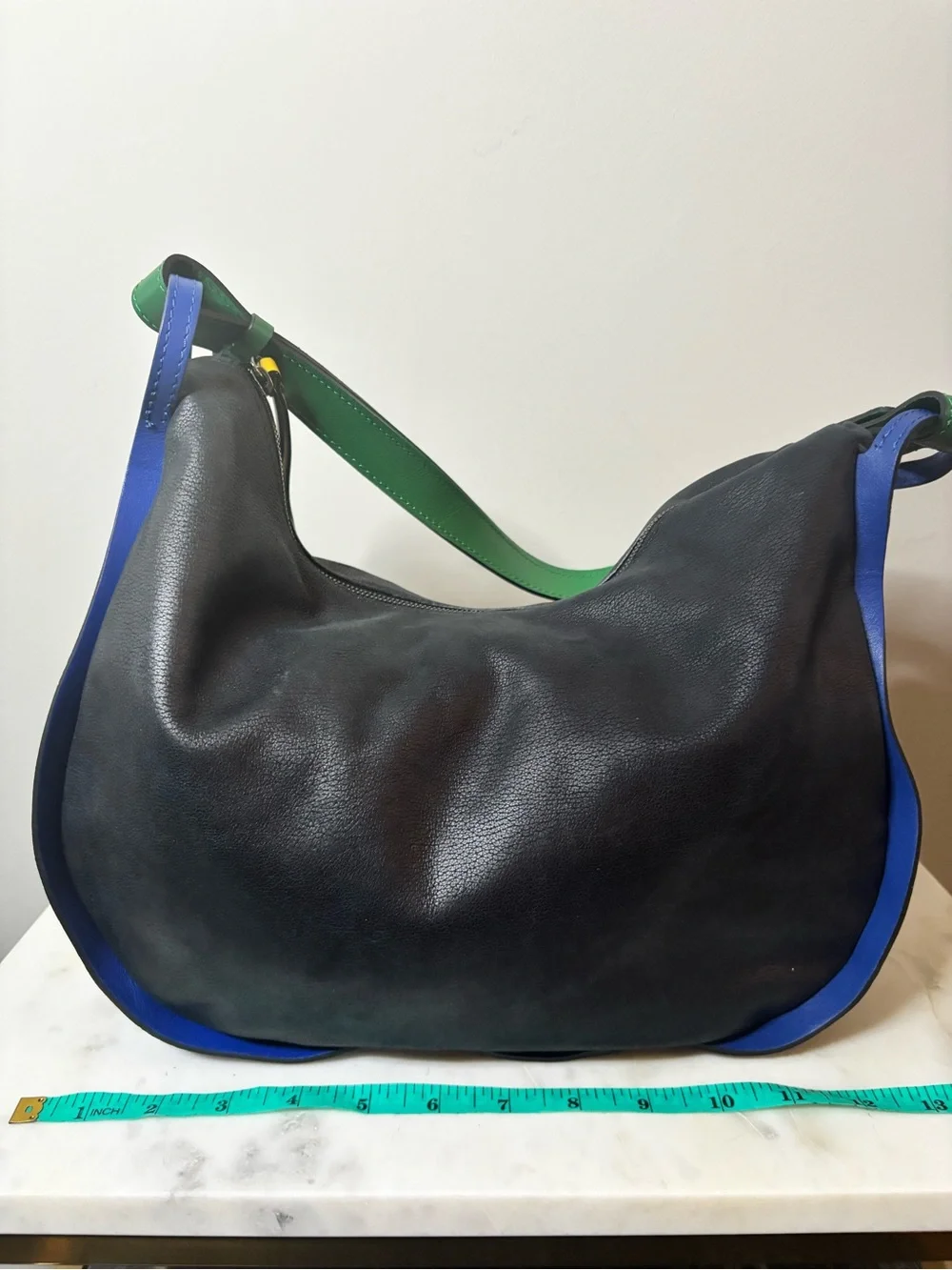 Gianni Chiarini Firenze Black Leather Hobo Green Blue Yellow accents